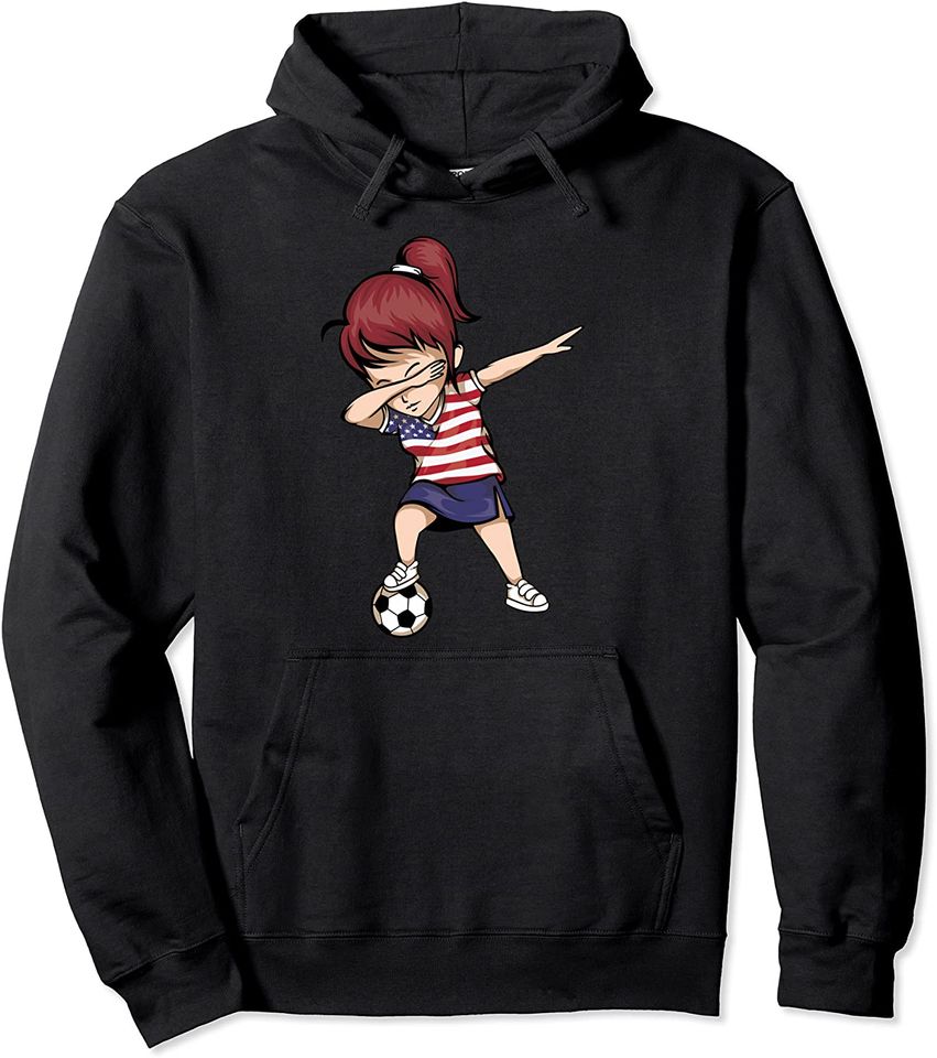 Dabbing Soccer Girl United States Jersey USA Football Pullover Hoodie