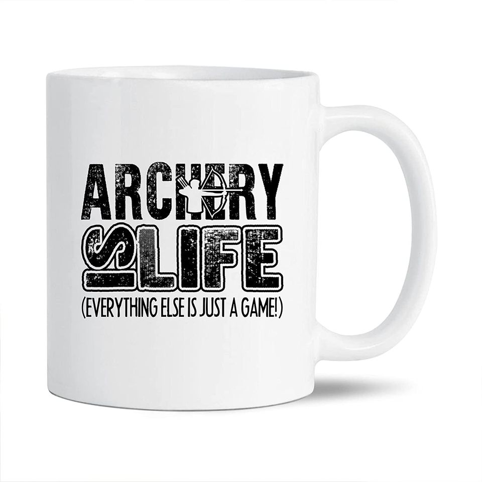 Awesome Archery Decorative Mug, Archery Is Life Pottery Teacup, Unique Archery Coffee Mug, Archery White Ceramic Tea Mug