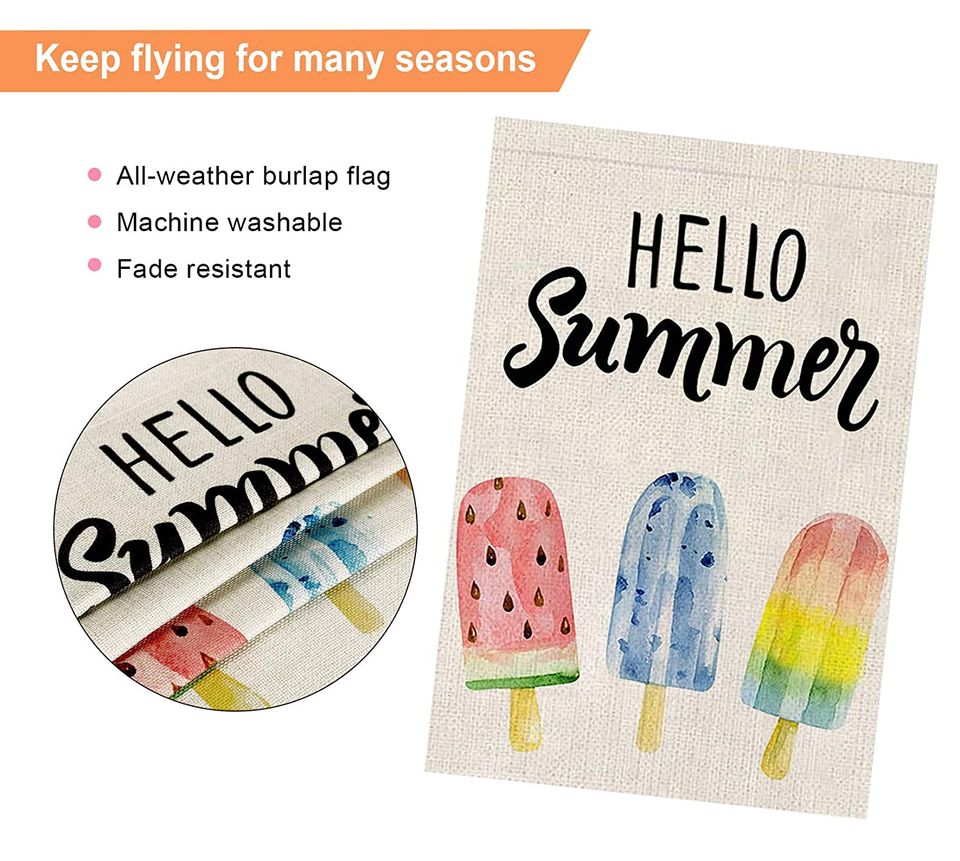 Personalized Hello Summer Garden Flag Ice Cream