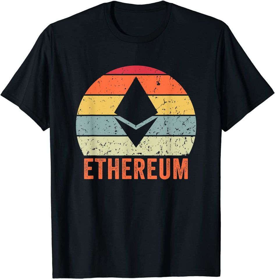 Ethereum Blockchain ETH Ether Cryptocurrency Retro Sunset T Shirt