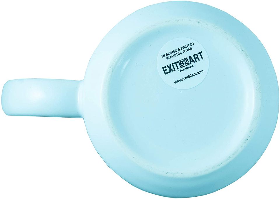 Ceramic Mug Tea Cup. THE DUDE ABIDES, LEBOWSKI. Microwave/Dishwasher Safe. Designed & Printed in Austin, Texas.