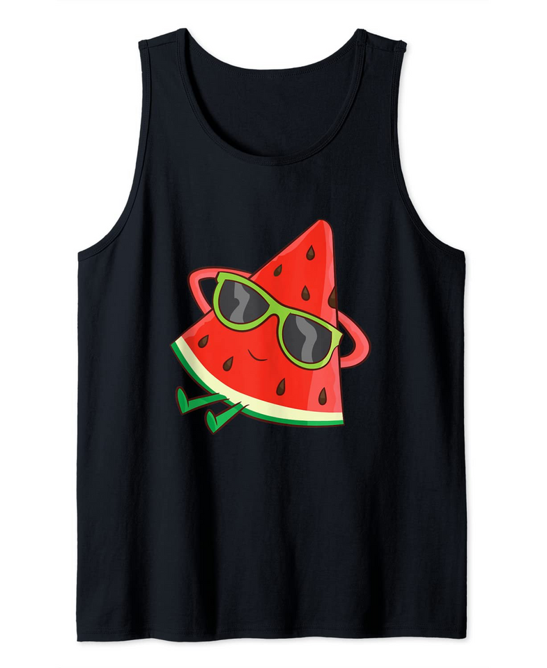Watermelon Summer Melon With Sunglasses Watermelon Tank Top