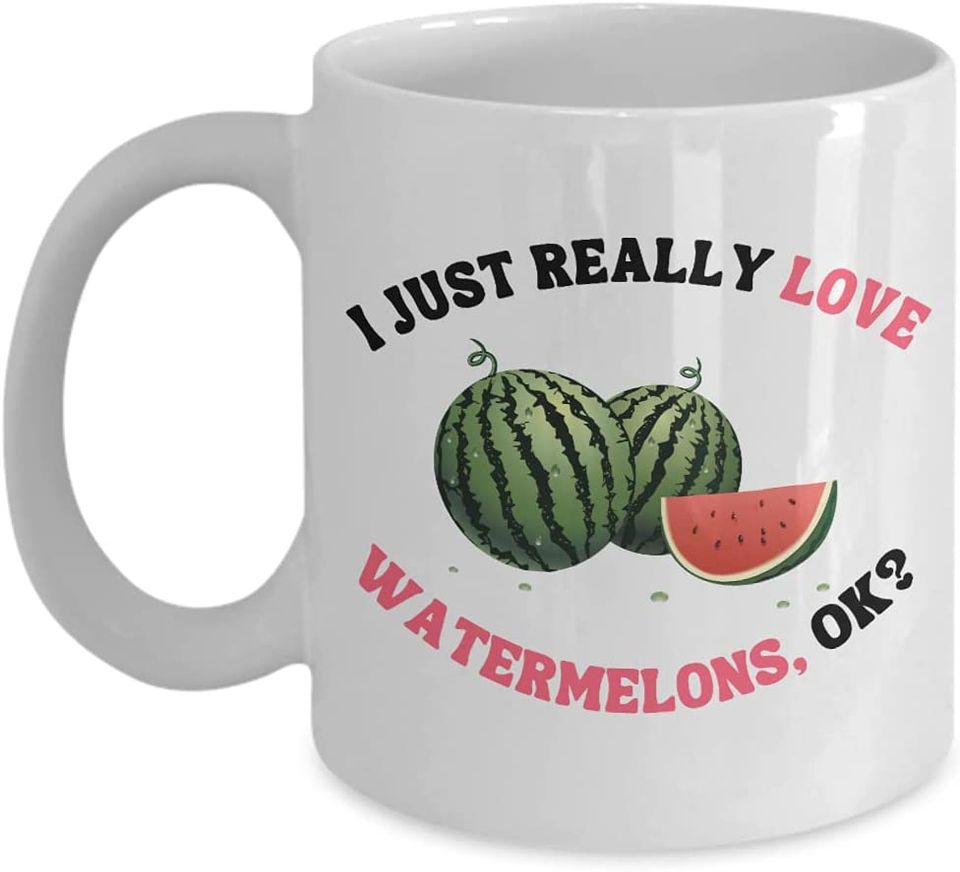 I Love Watermelons Mug - Cute Watermelon Mug for Melon Lovers -Watermelon Gift Mug - Cute Watermelon Gift Idea - Fruit Coffee Mug