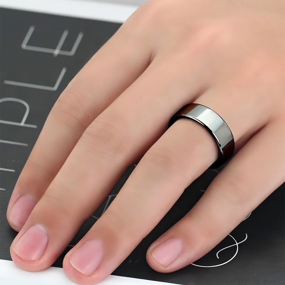 Engraved Men's Polished Tungsten Ring