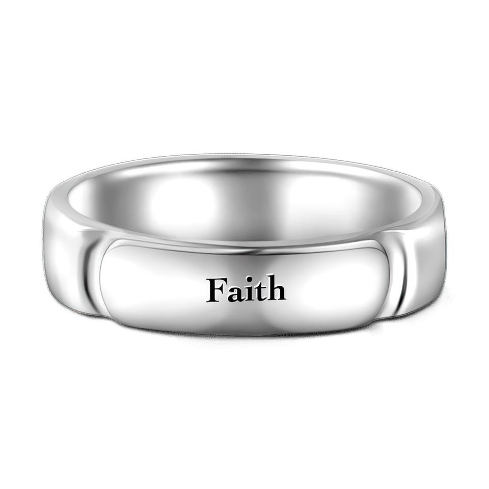 Engraved Men's Band Ring Silver
