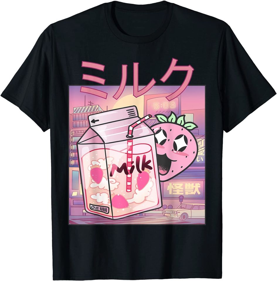 Strawberry Milk Shake Carton Cute Retro T-Shirt