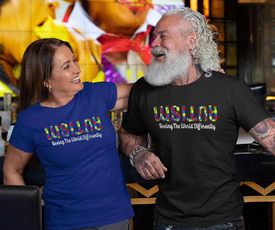 Autism Seeing The World Differently Upside Autism Awareness T-Shirt