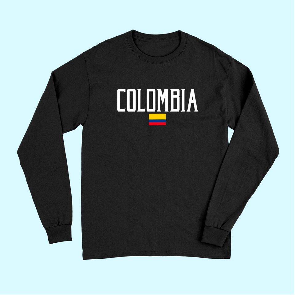 Colombia Flag Vintage White Text Long Sleeves