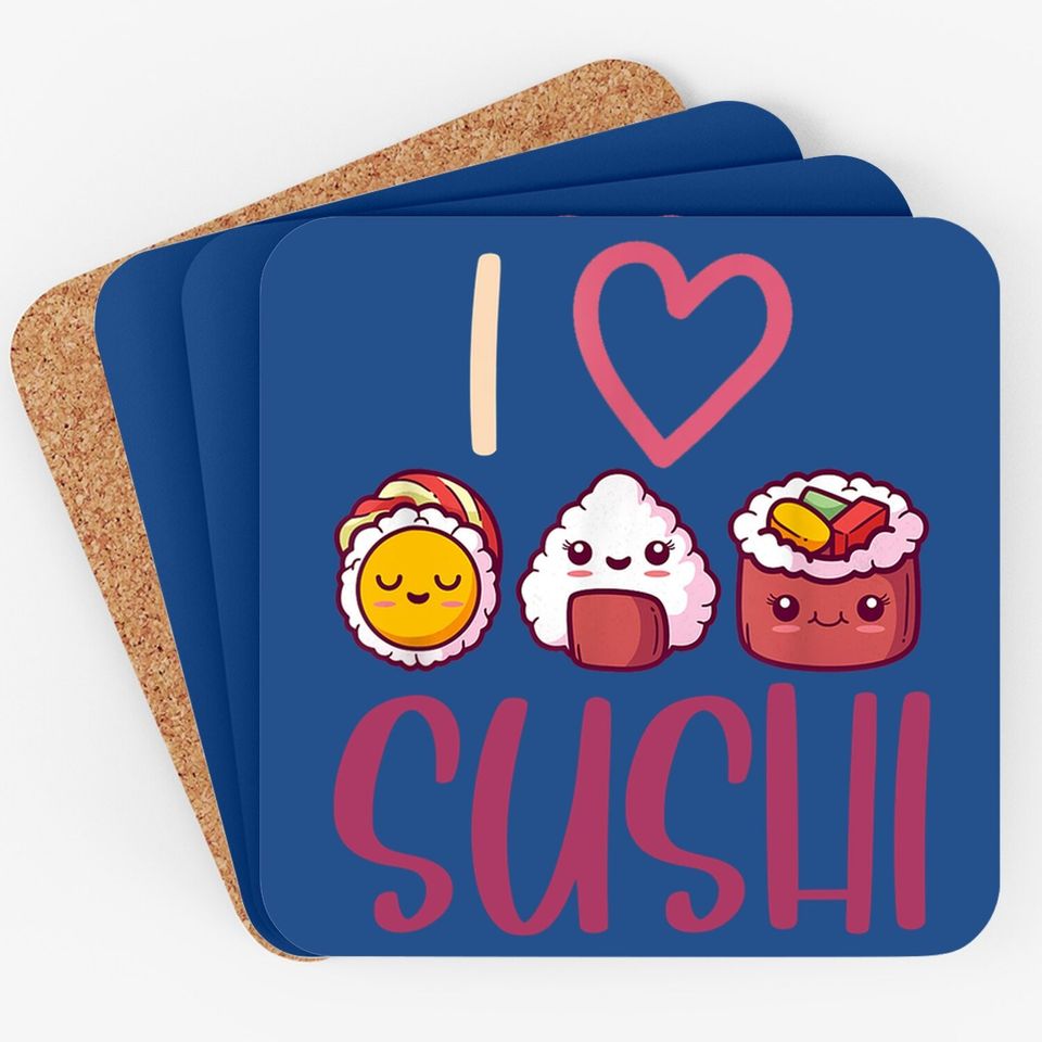 Anime Lover Gift Asian Food Nigiri Sashimi Maki I Love Sushi Coaster