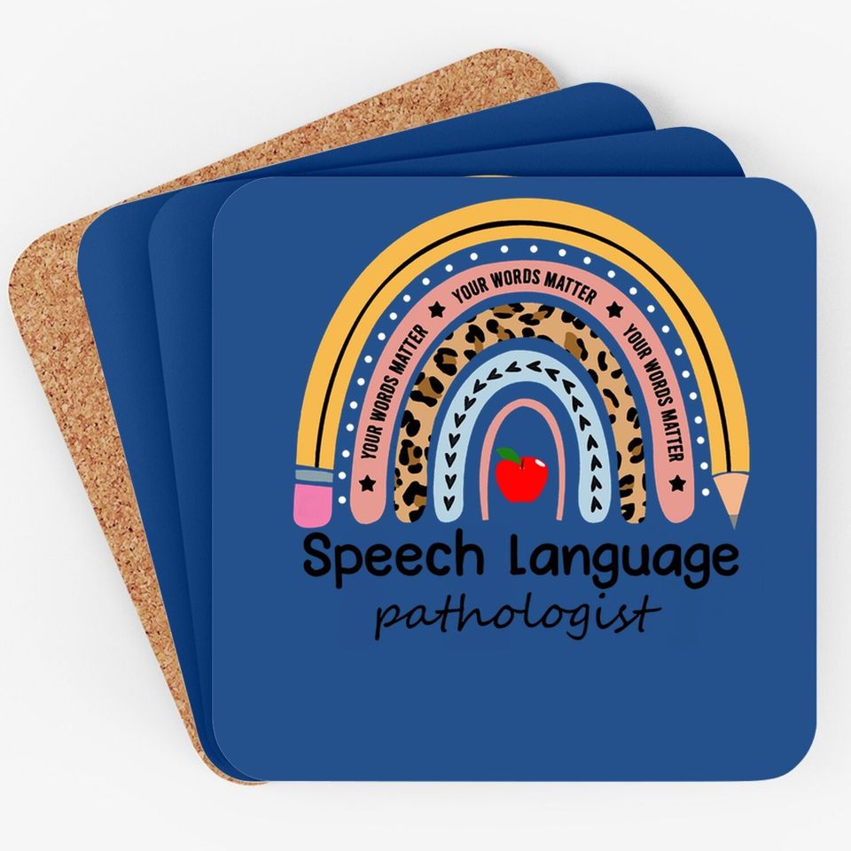 Speech Therapy Leopard Rainbow Coaster