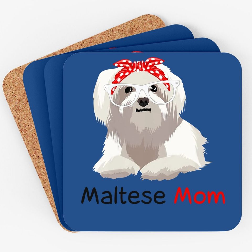 Maltese Mom Dog Bandana Pet Lover Coaster