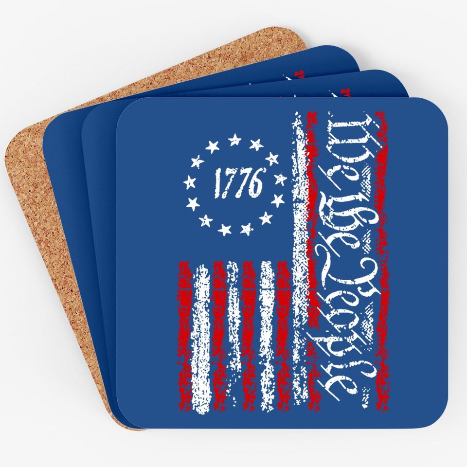 Patriotic Vintage Usa Flag 1776 Coaster