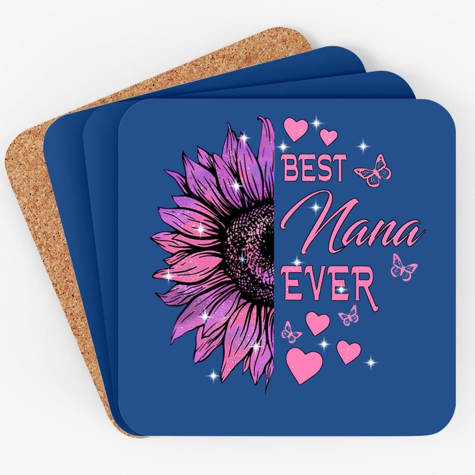 Best Nana Ever Purple Flowers Classic Coaster