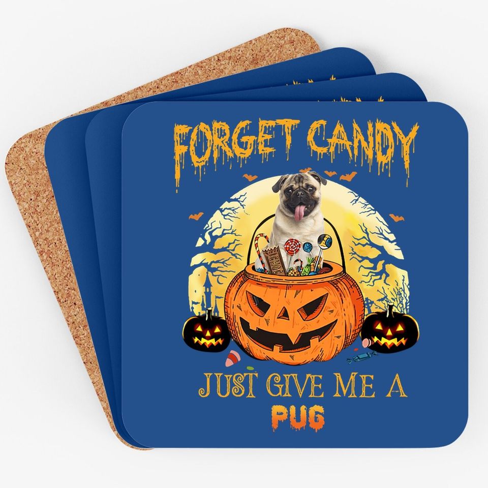 Candy Pumpkin Pug Dog Coaster