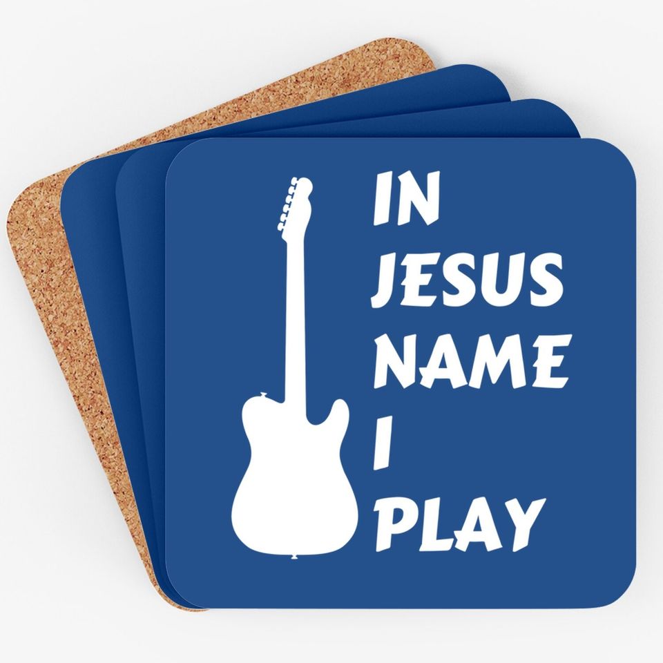 In Jesus Name I Play Christian Faith Religious Coaster