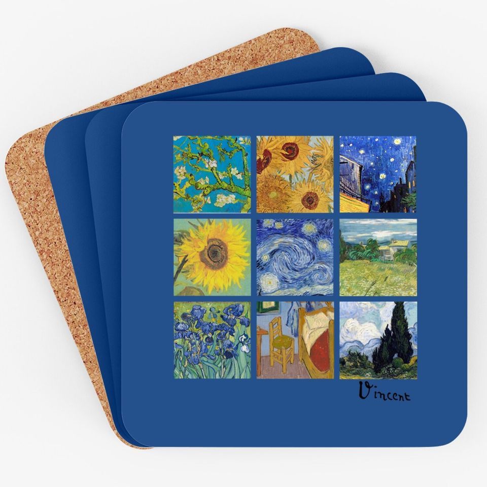 Van Gogh Paintings Sunflowers, Starry Night Coaster