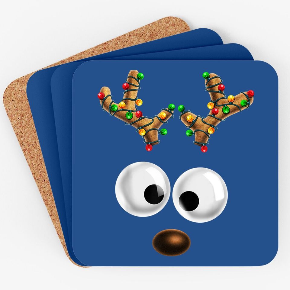 Matching Family Christmas Reindeer Face Christmas Gift Coaster