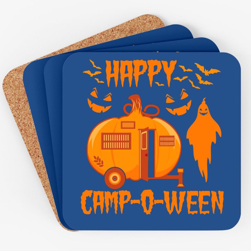 Happy Camp-o-ween Funny Camping Halloween Pumpkin Boo Gift Coaster