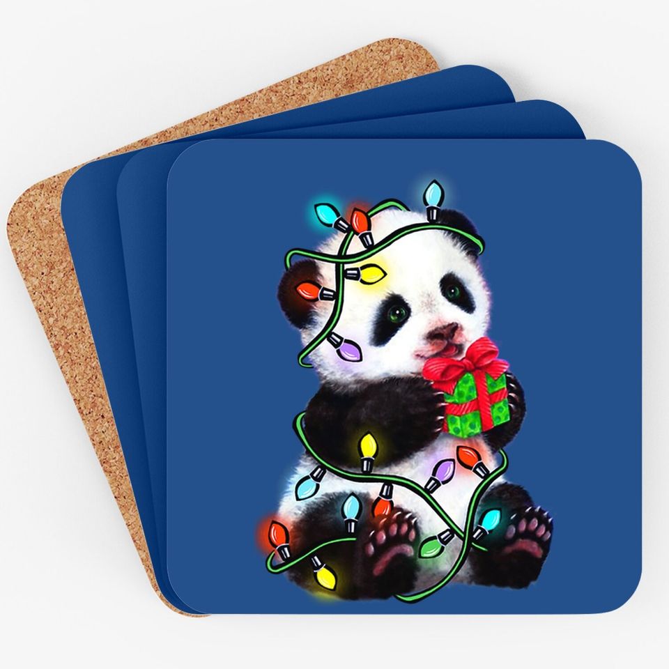 Panda Christmas Colors Vertical Poster Coaster