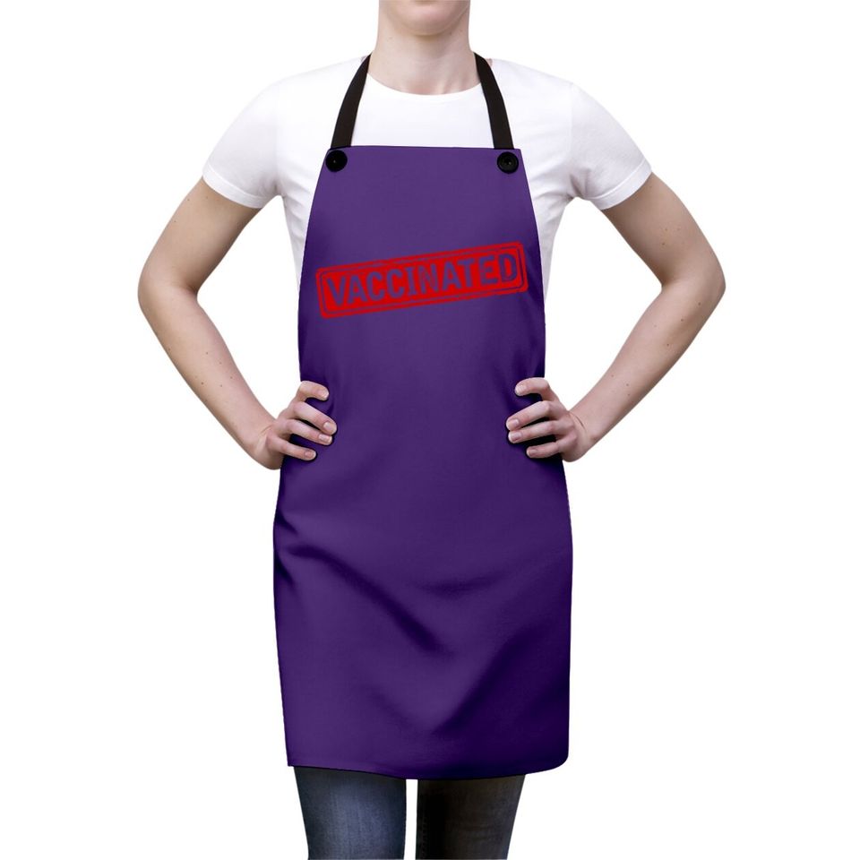 Certified Vaccinated Red Stamp Humor Graphic Apron