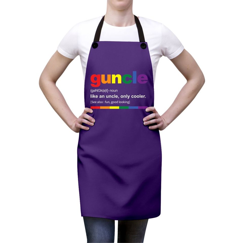 Apron Rainbow Pride Color Funny Gift For Gay Uncle Tops Apron For Men