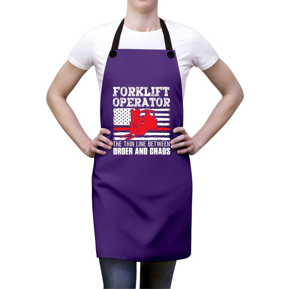 Forklift Operator The Thin Line American Flag Apron