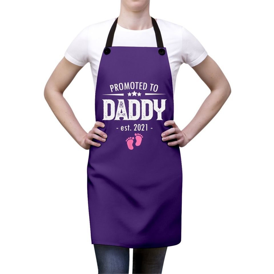 Promoted To Daddy 2021 Soon To Be Dad Husband Girl Gift Apron