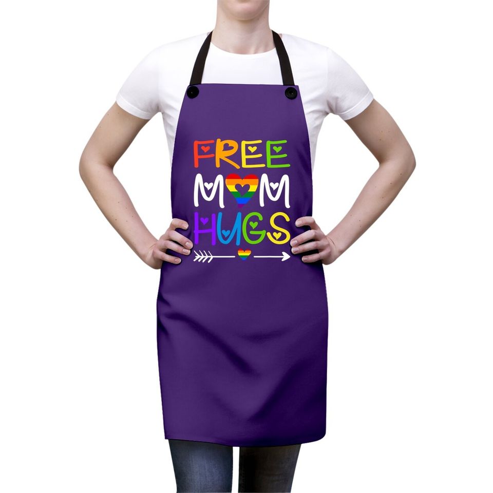 Free Mom Hugs Apron Rainbow Heart Lgbt Pride Month Apron