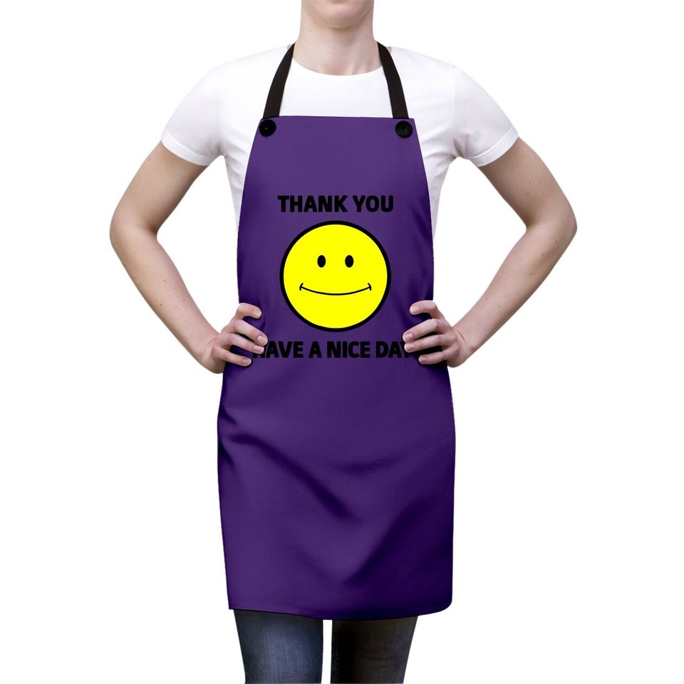 Thank You Have A Nice Day Smiley Grocery Bag Novelty Apron