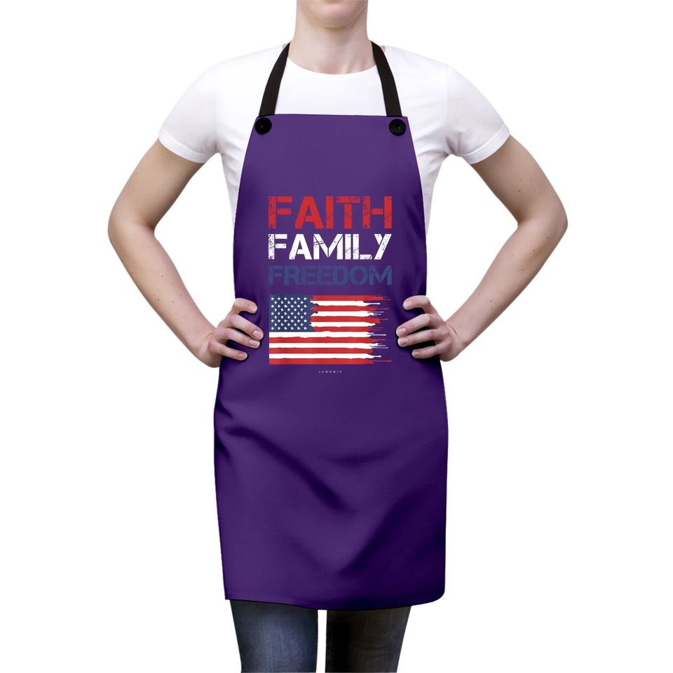 Faith Family Freedom - Patriotic Usa Apron - American Gift Apron