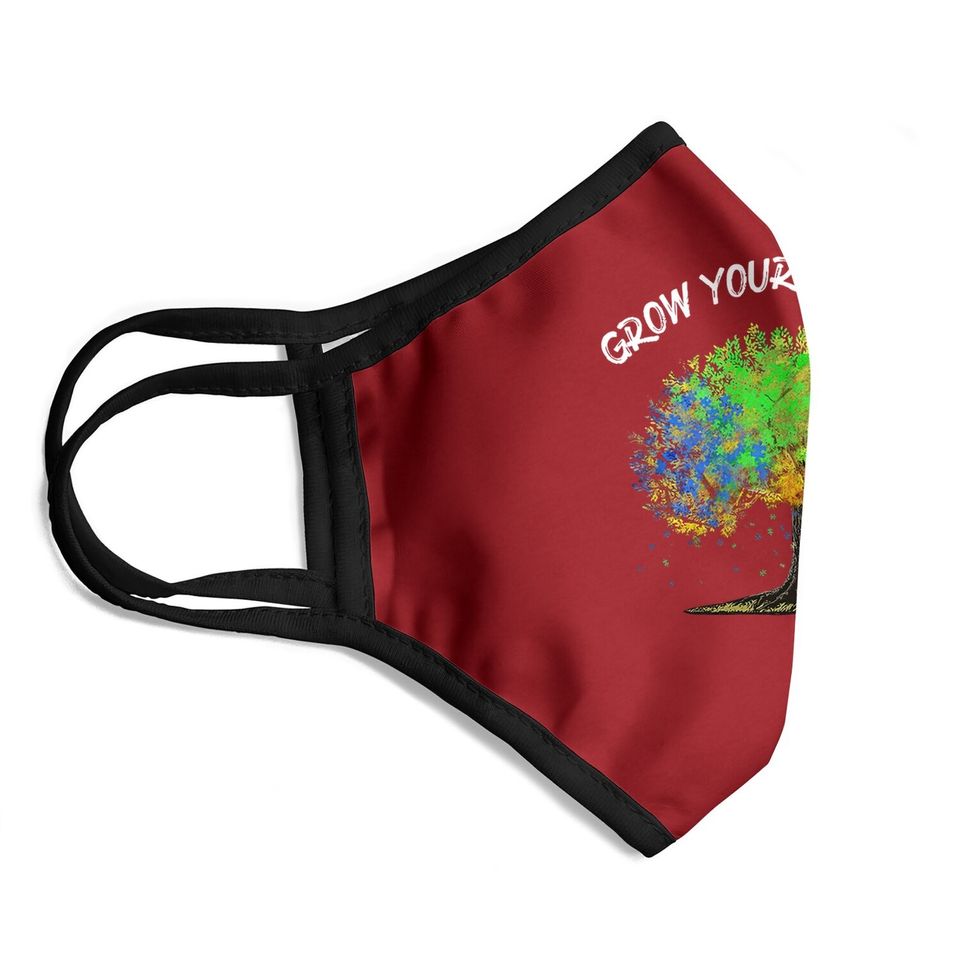 Autism Awareness Rainbow Tree Grow Your Awareness Hand Drawn Face Mask