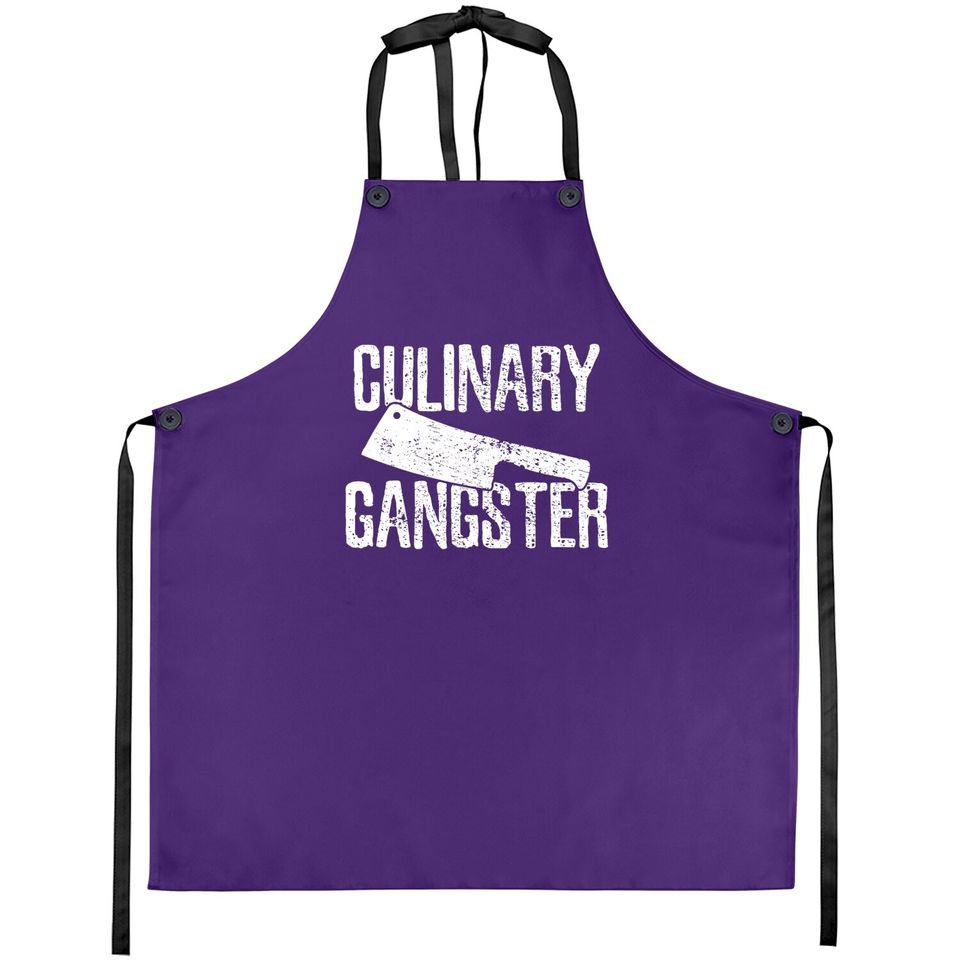 Black Chef Cook Cooking Culinary Gangster Vintage Black Apron Small