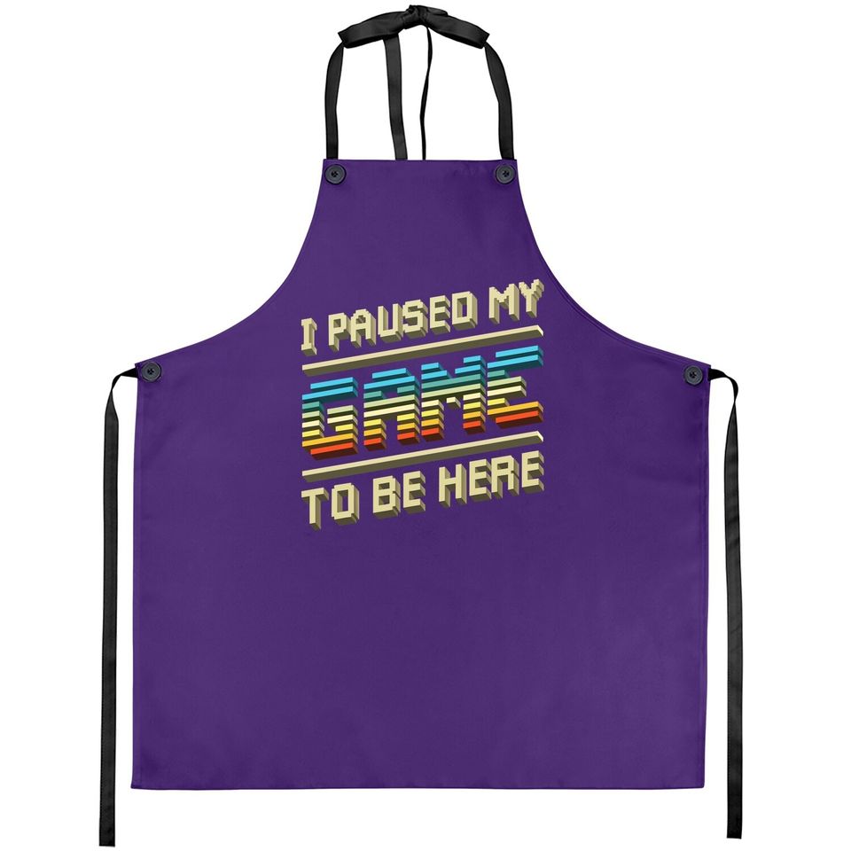 I Paused My Game To Be Here Retro Video Gamer Gift For Apron