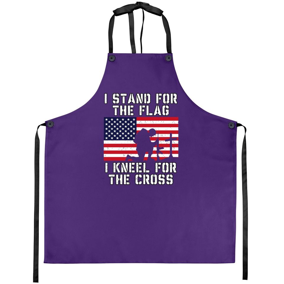 I Stand For The Flag I Kneel For The Cross Apron Patriotic Military