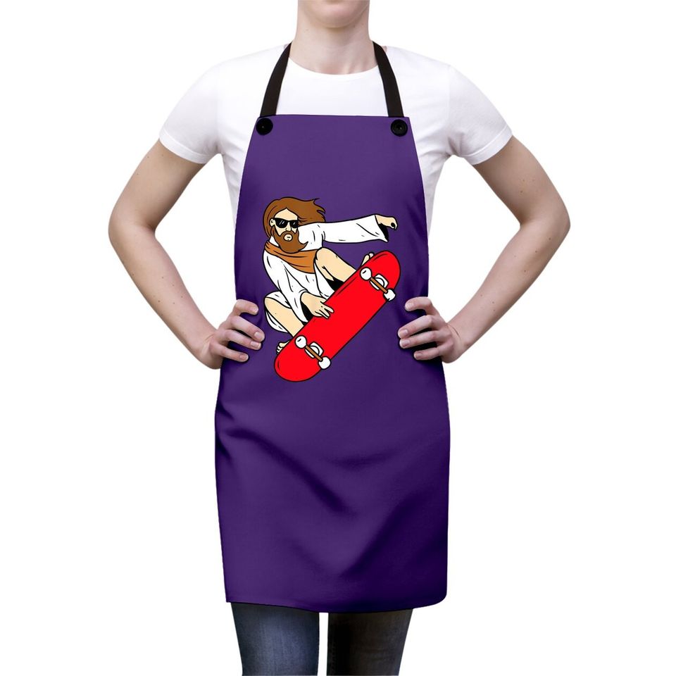 Jesus Riding Skateboard Apron