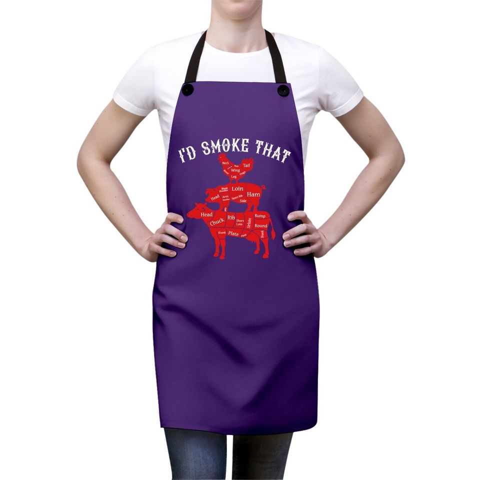 I'd Smoke That Barbecue Grilling Bbq Smoker Gift For Dad Apron