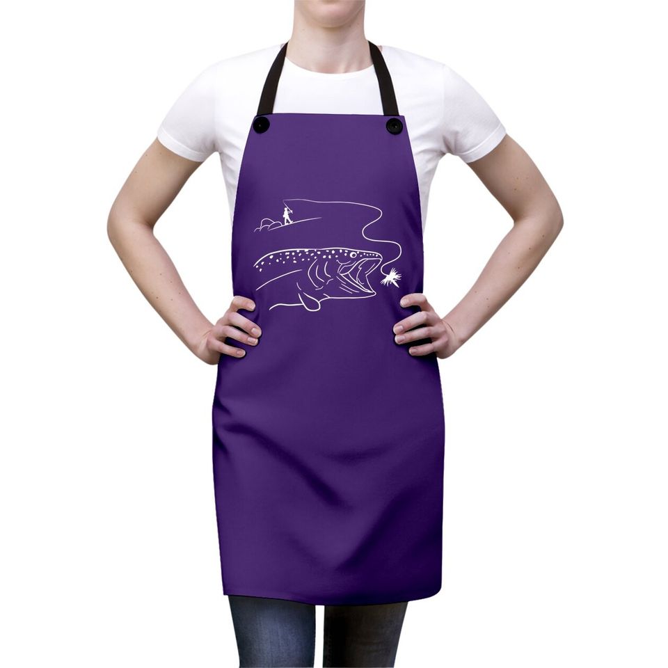 Fly Fishinger Catches Big Trout For Mountain Lover Apron