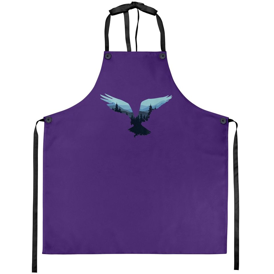 Beautiful Flying Eagle Night Sky Forest Bird Silhouette Apron