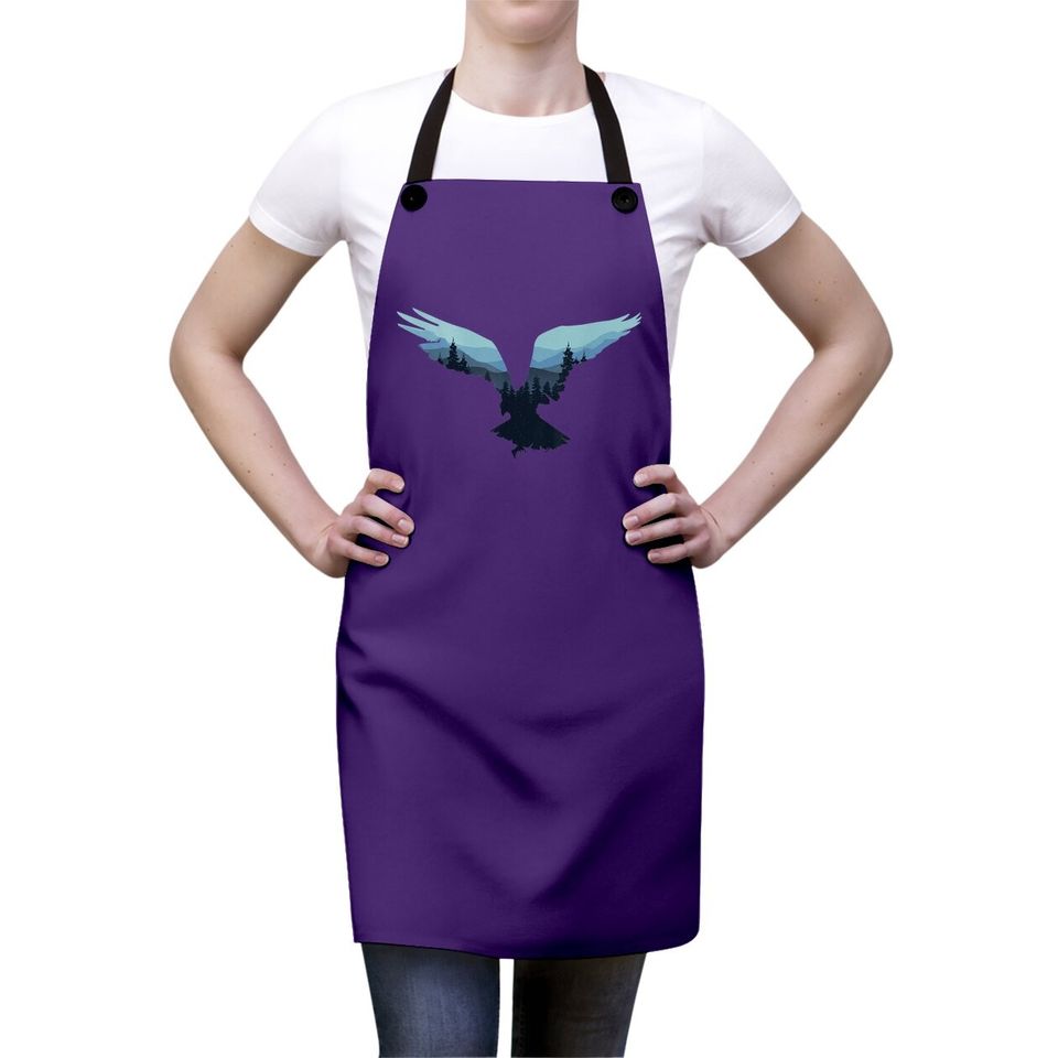 Beautiful Flying Eagle Night Sky Forest Bird Silhouette Apron