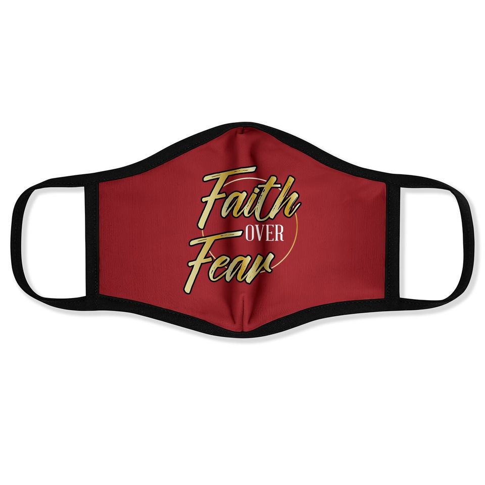 Faith Over Fear Gold - Inspirational Christian Scripture Face Mask