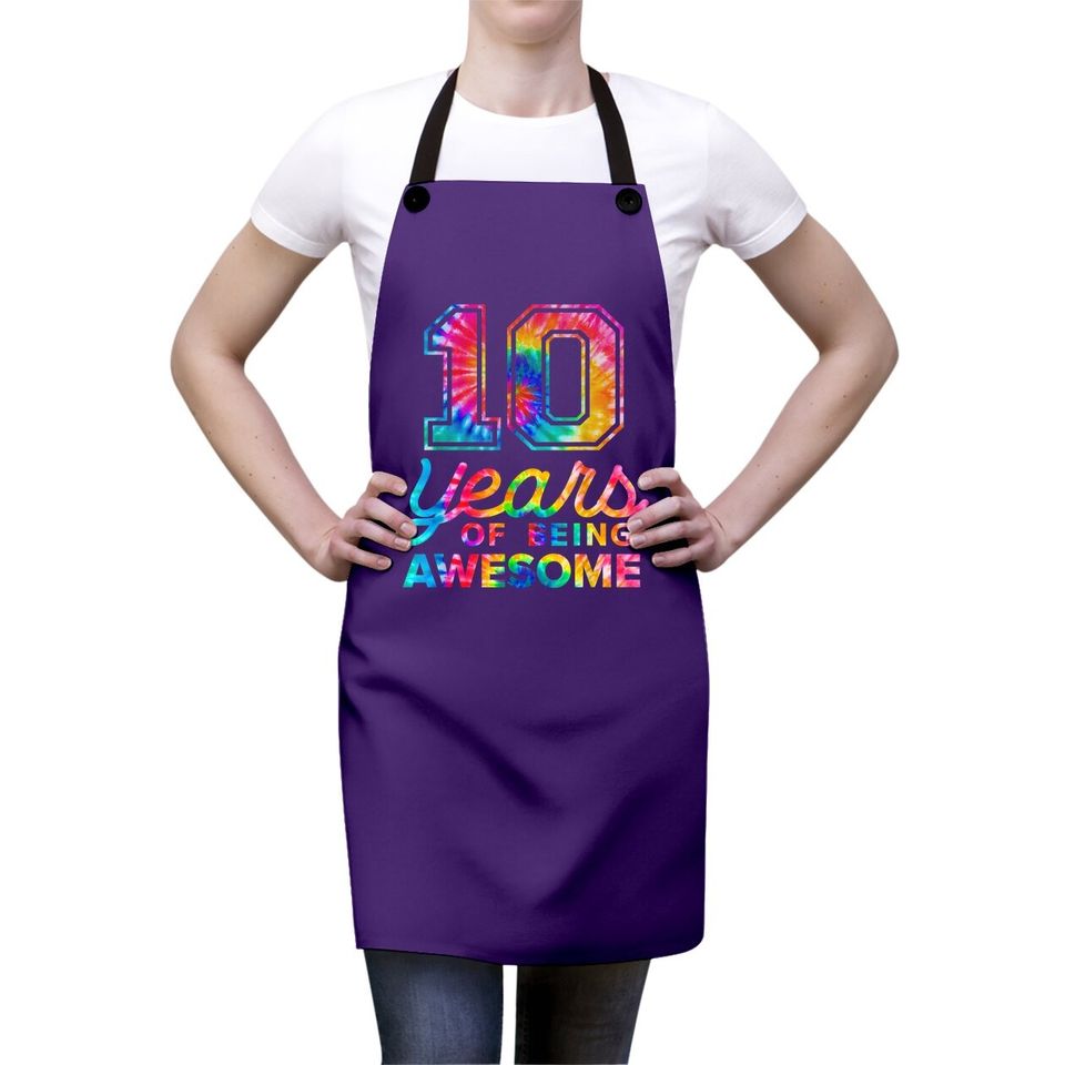 10th Birthday Tie Dye 10 Years Old Awesome Apron