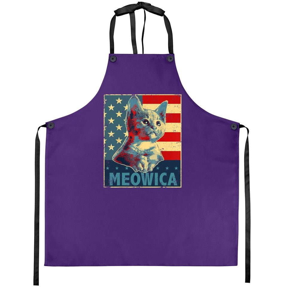 Meowica Cat Patriotic American Flag Apron