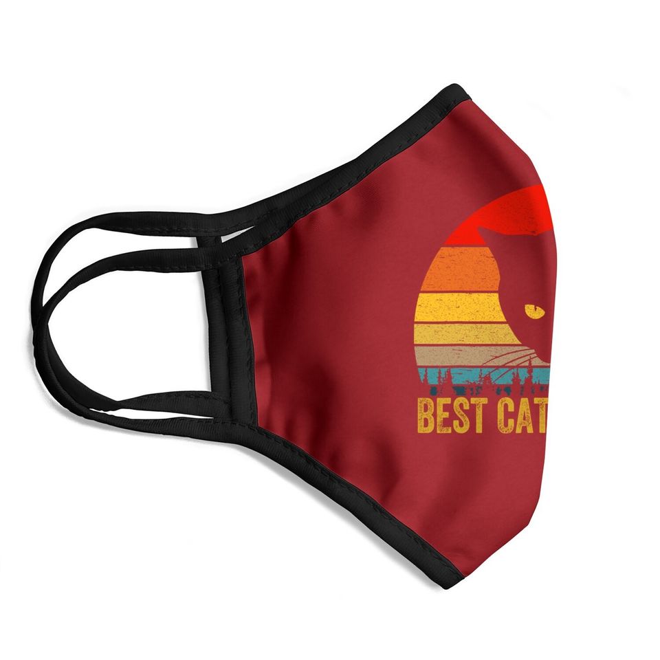 Vintage Best Cat Dad Ever Bump Fit Fathers Day Gift Face Mask