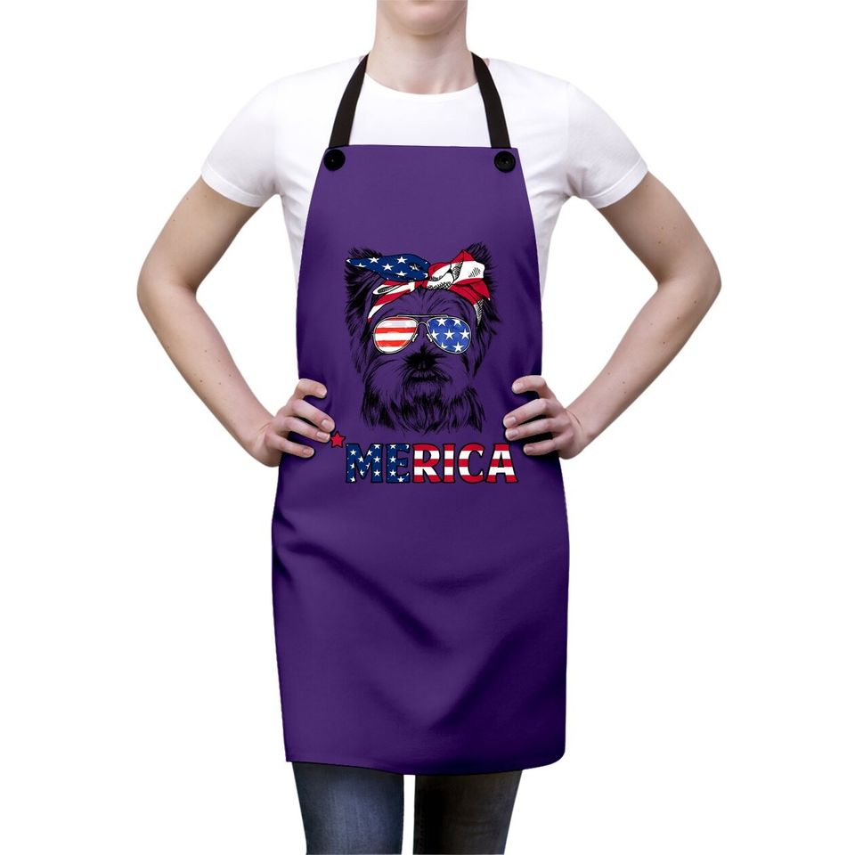 American Flag Yorkshire Terrier Yorkie Mom Apron