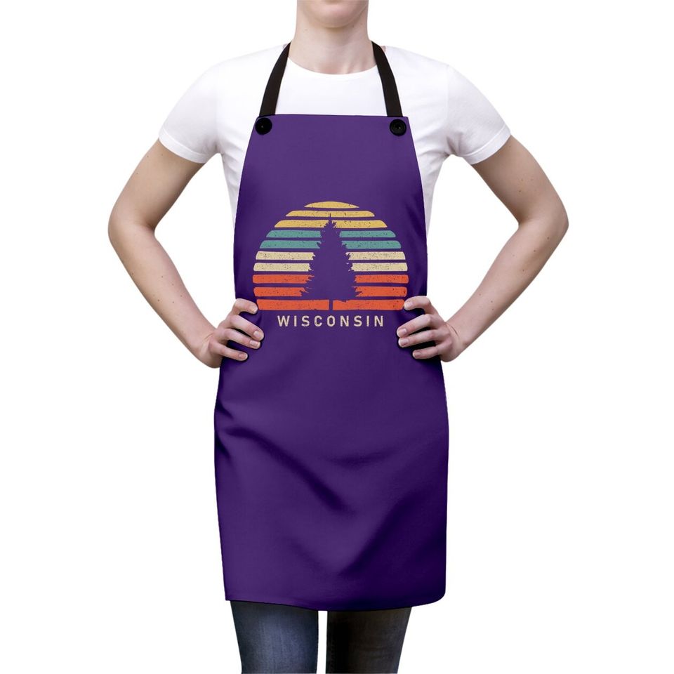 Retro Sunset Wisconsin Apron