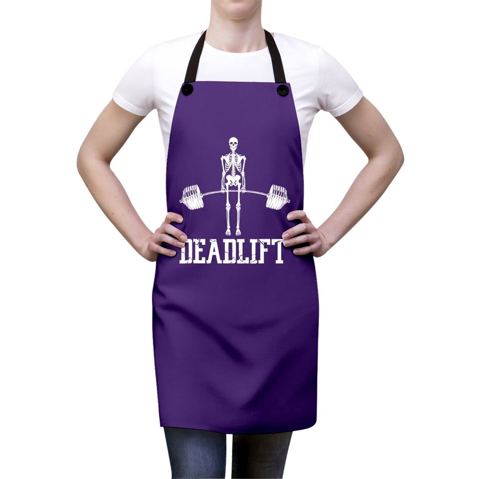 Skeleton Dead Lift Funny Halloween Lifting Weights Apron