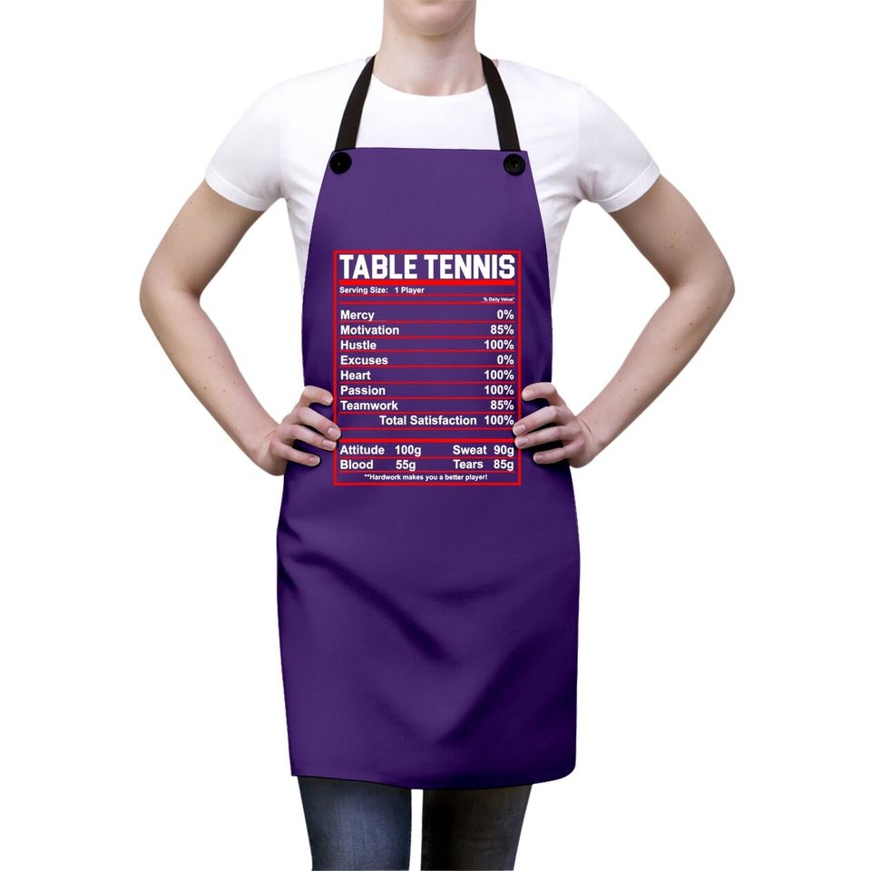 Funny Table Tennis Nutrition Facts Apron