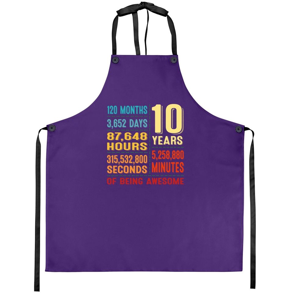 10th Birthday Boy Girl Retro 10 Years Old Being Awesome Apron