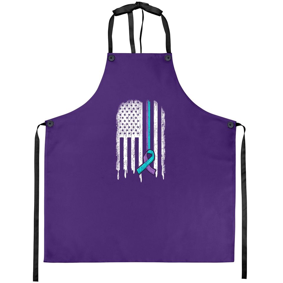 Suicide Prevention Awareness American Flag Ribbon Apron