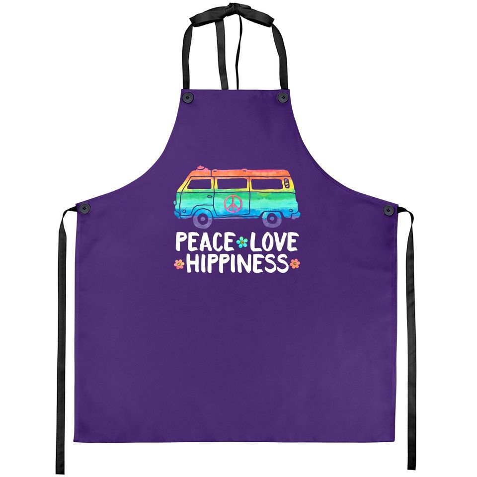 Peace Love Hippiness Peace Van Hippie Bus Rainbow Tt Apron